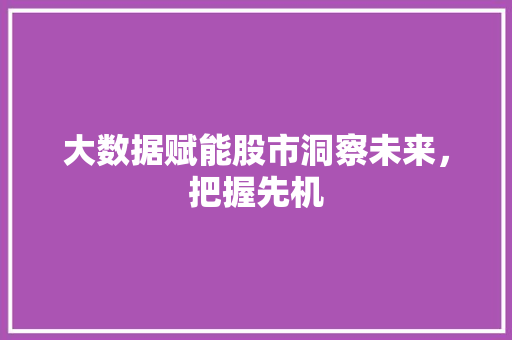 大数据赋能股市洞察未来，把握先机