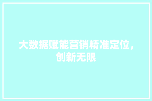 大数据赋能营销精准定位，创新无限