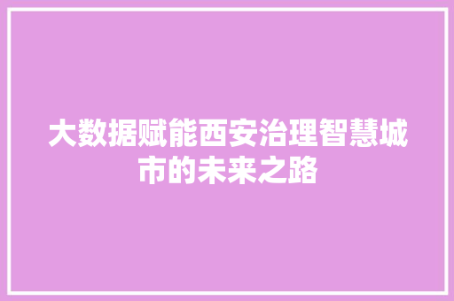 大数据赋能西安治理智慧城市的未来之路