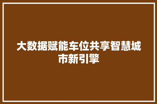 大数据赋能车位共享智慧城市新引擎