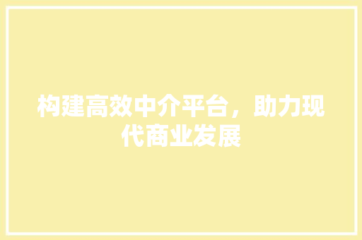 构建高效中介平台，助力现代商业发展