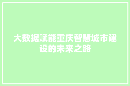 大数据赋能重庆智慧城市建设的未来之路