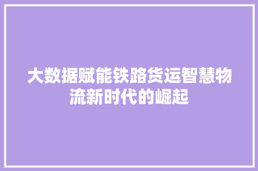 大数据赋能铁路货运智慧物流新时代的崛起
