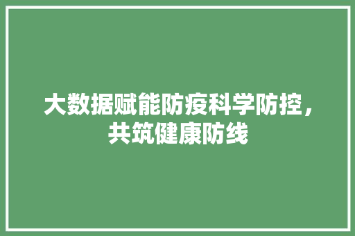 大数据赋能防疫科学防控，共筑健康防线