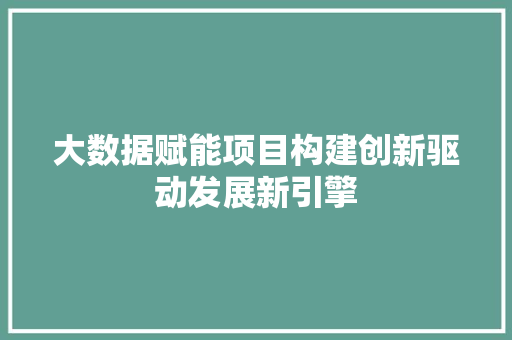 大数据赋能项目构建创新驱动发展新引擎