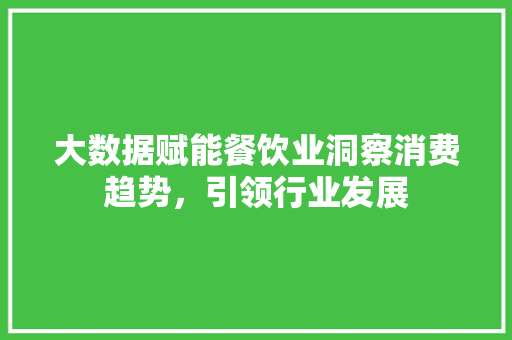 大数据赋能餐饮业洞察消费趋势，引领行业发展