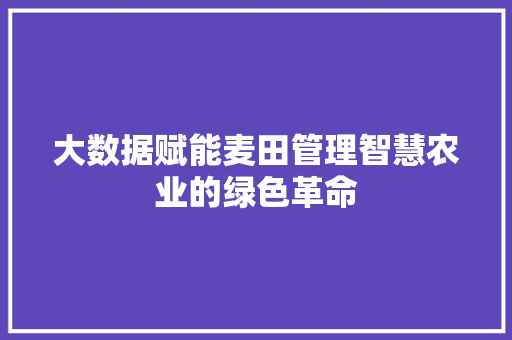 大数据赋能麦田管理智慧农业的绿色革命