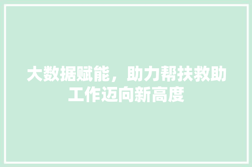 大数据赋能，助力帮扶救助工作迈向新高度