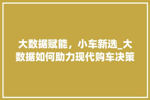 大数据赋能，小车新选_大数据如何助力现代购车决策