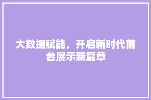 大数据赋能，开启新时代前台展示新篇章