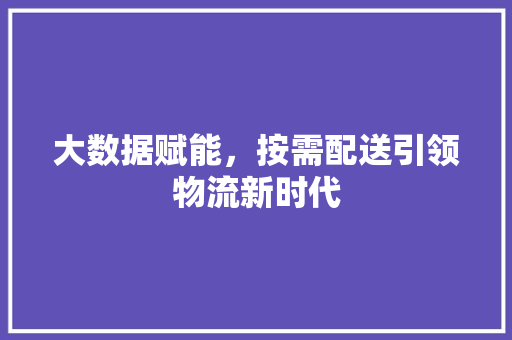 大数据赋能，按需配送引领物流新时代