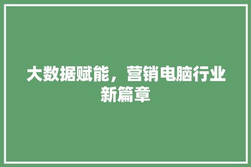 大数据赋能，营销电脑行业新篇章