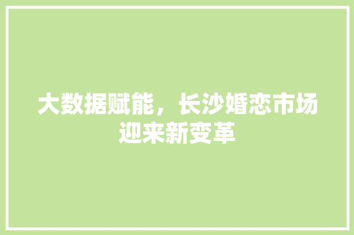 大数据赋能，长沙婚恋市场迎来新变革