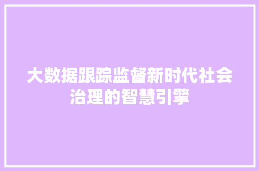 大数据跟踪监督新时代社会治理的智慧引擎
