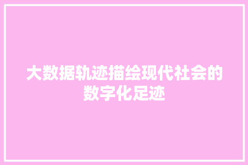 大数据轨迹描绘现代社会的数字化足迹
