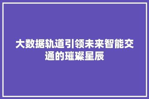 大数据轨道引领未来智能交通的璀璨星辰
