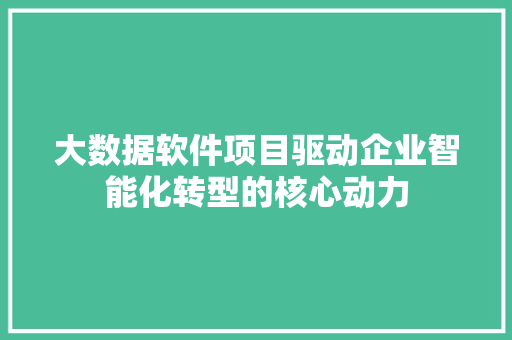 大数据软件项目驱动企业智能化转型的核心动力