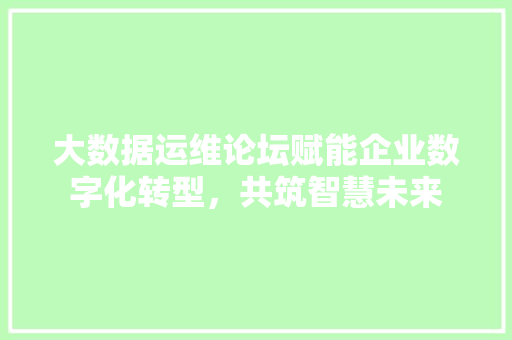 大数据运维论坛赋能企业数字化转型，共筑智慧未来