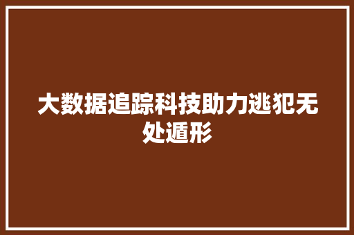 大数据追踪科技助力逃犯无处遁形