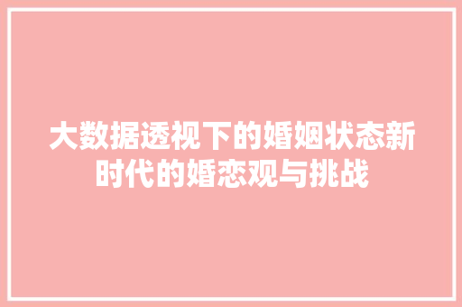 大数据透视下的婚姻状态新时代的婚恋观与挑战