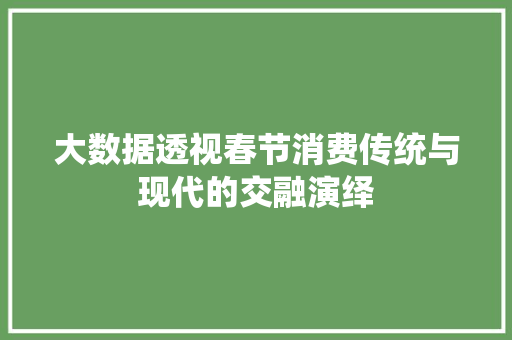 大数据透视春节消费传统与现代的交融演绎