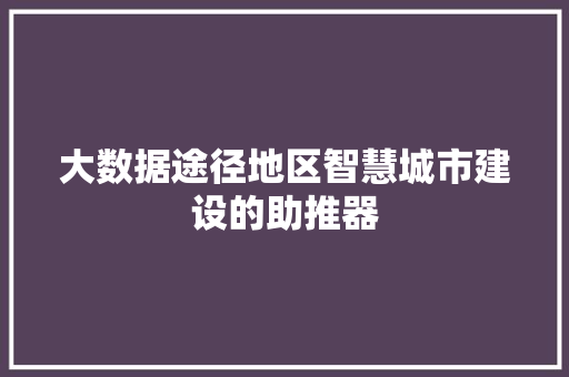 大数据途径地区智慧城市建设的助推器