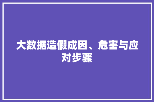 大数据造假成因、危害与应对步骤