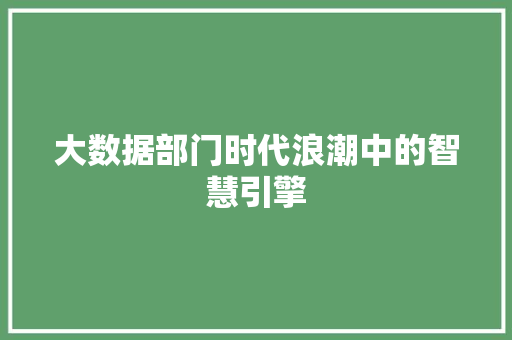 大数据部门时代浪潮中的智慧引擎