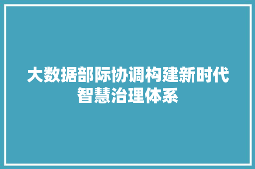 大数据部际协调构建新时代智慧治理体系