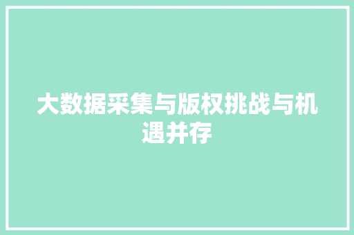 大数据采集与版权挑战与机遇并存