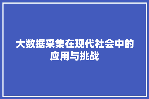 大数据采集在现代社会中的应用与挑战