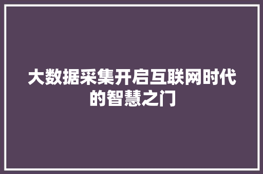 大数据采集开启互联网时代的智慧之门