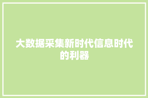 大数据采集新时代信息时代的利器