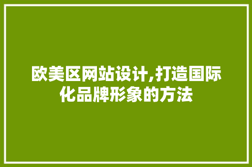欧美区网站设计,打造国际化品牌形象的方法