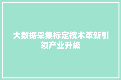 大数据采集标定技术革新引领产业升级