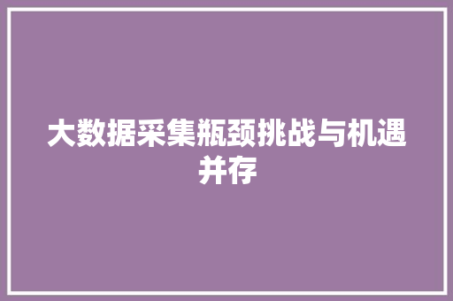 大数据采集瓶颈挑战与机遇并存