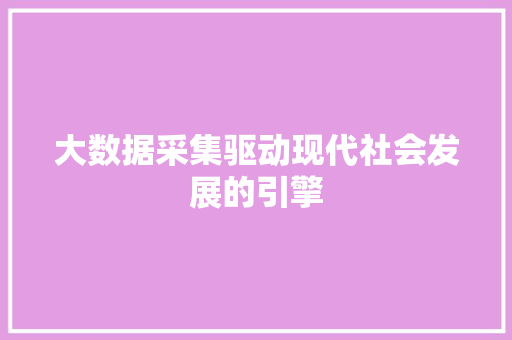 大数据采集驱动现代社会发展的引擎