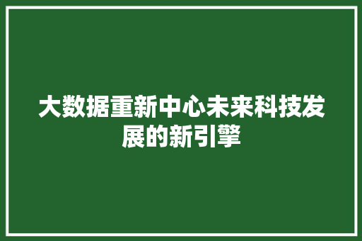 大数据重新中心未来科技发展的新引擎