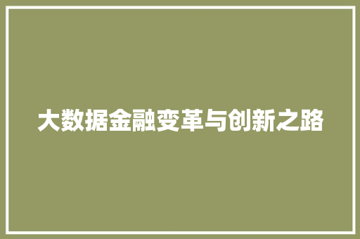 大数据金融变革与创新之路