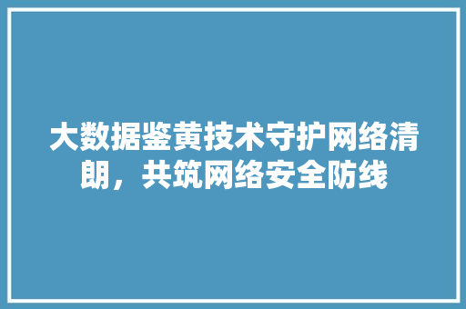 大数据鉴黄技术守护网络清朗，共筑网络安全防线