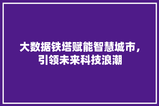 大数据铁塔赋能智慧城市，引领未来科技浪潮