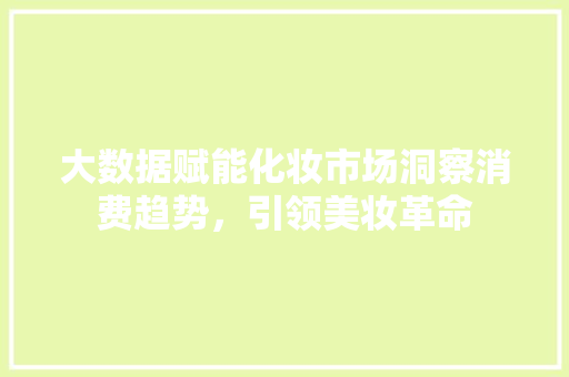大数据赋能化妆市场洞察消费趋势，引领美妆革命