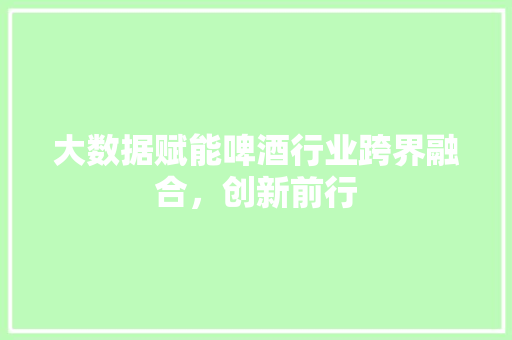 大数据赋能啤酒行业跨界融合，创新前行