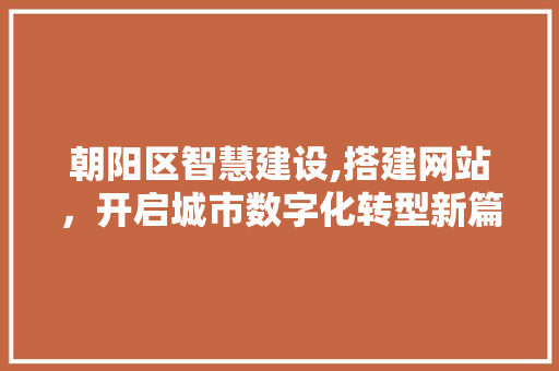 朝阳区智慧建设,搭建网站，开启城市数字化转型新篇章