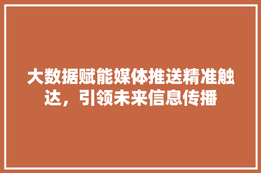 大数据赋能媒体推送精准触达，引领未来信息传播