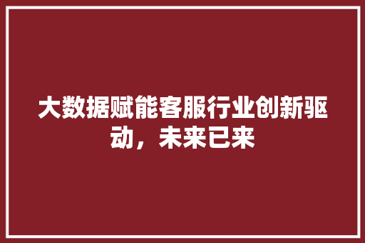 大数据赋能客服行业创新驱动，未来已来
