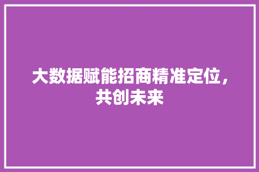大数据赋能招商精准定位，共创未来