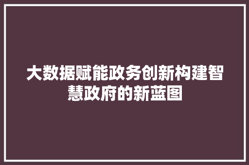 大数据赋能政务创新构建智慧政府的新蓝图