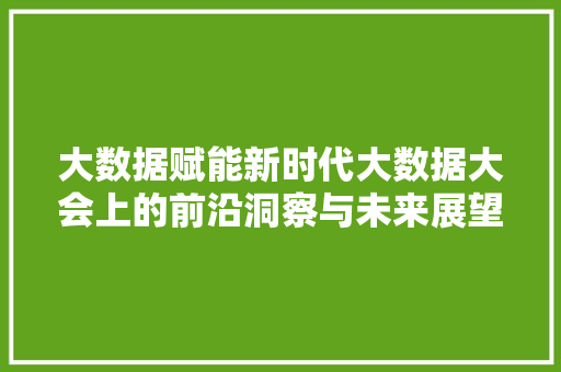大数据赋能新时代大数据大会上的前沿洞察与未来展望