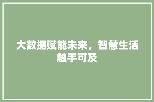 大数据赋能未来，智慧生活触手可及